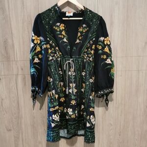 FARM Rio Elegant Black with Green Floral Details